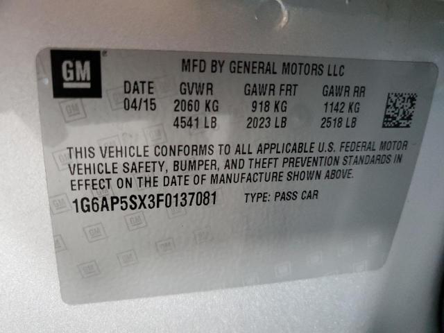 2015 CADILLAC CTS - 1G6AP5SX3F0137081