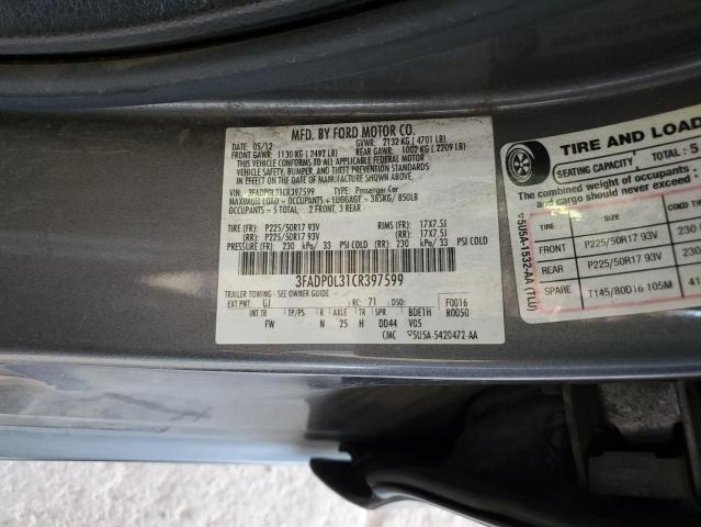 2012 FORD FUSION HYB - 3FADP0L31CR397599