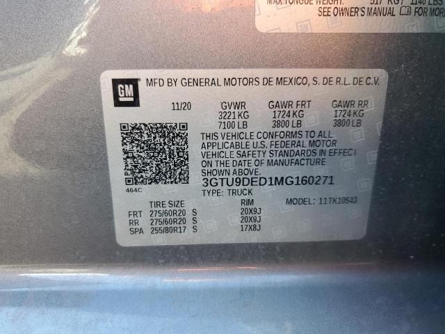 2021 GMC SIERRA K15 3GTU9DED1MG160271