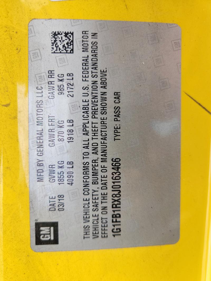 2018 CHEVROLET CAMARO LT 1G1FB1RX8J0163466