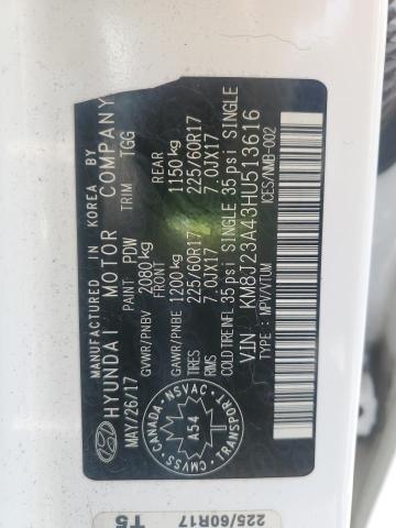 2017 HYUNDAI TUCSON SE KM8J23A43HU513616