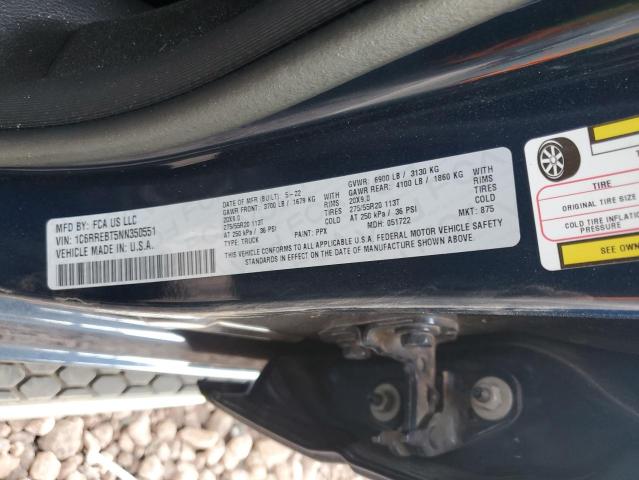 2022 RAM 1500 BIG H 1C6RREBT5NN350551