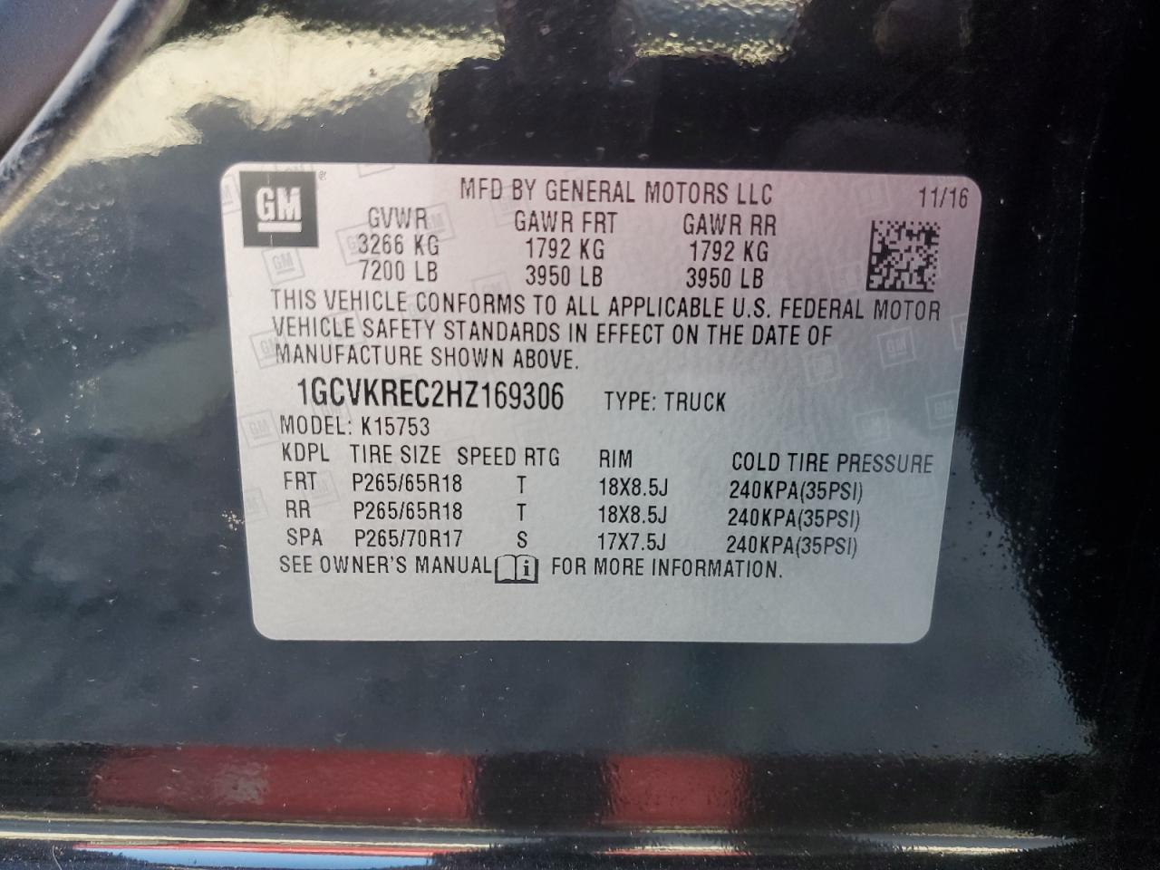 Lot #3302786898 2017 CHEVROLET SILVERADO K1500 LT