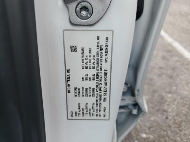 2022 TESLA MODEL 3 5YJ3E1EA0NF376311