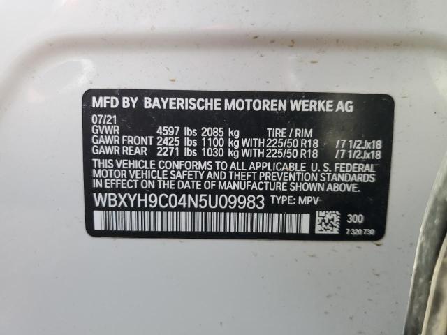 2022 BMW X2 SDRIVE2 WBXYH9C04N5U09983