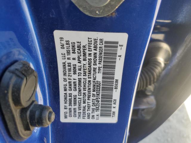 2019 HONDA INSIGHT EX 19XZE4F51KE033537
