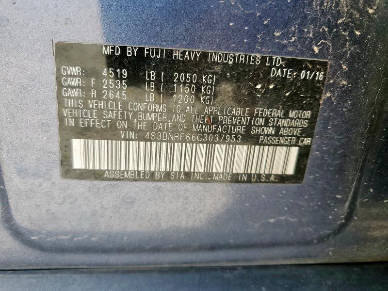 2016 SUBARU LEGACY 2.5 4S3BNBF66G3037953
