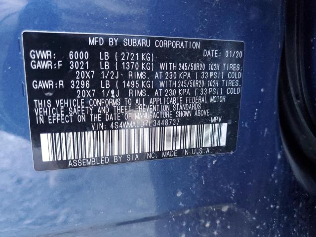 2020 SUBARU ASCENT LIM 4S4WMALD7L3448737