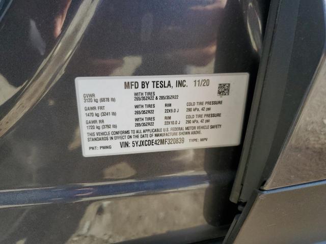 2021 TESLA MODEL X 5YJXCDE42MF320839