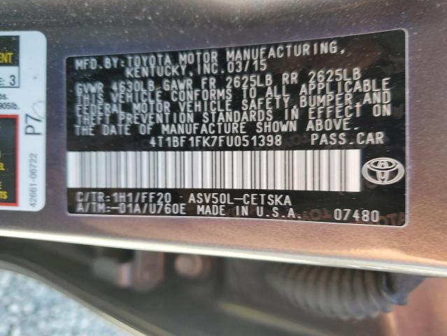 2015 TOYOTA CAMRY LE 4T1BF1FK7FU051398