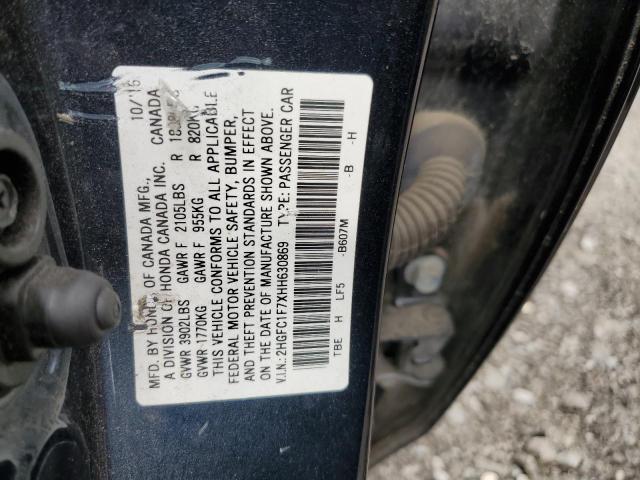 2017 HONDA CIVIC EXL 2HGFC1F7XHH630869