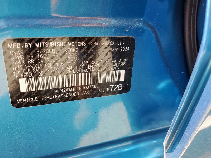 2024 MITSUBISHI MIRAGE SE ML32AWHJ1RH037386