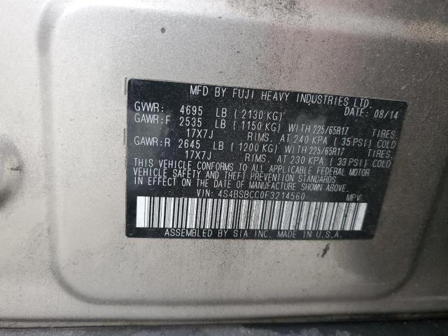 2015 SUBARU OUTBACK 2. 4S4BSBCC0F3214560