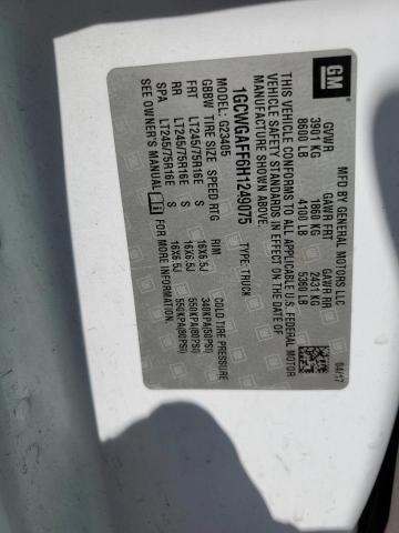 2017 CHEVROLET EXPRESS G2 1GCWGAFF6H1249075