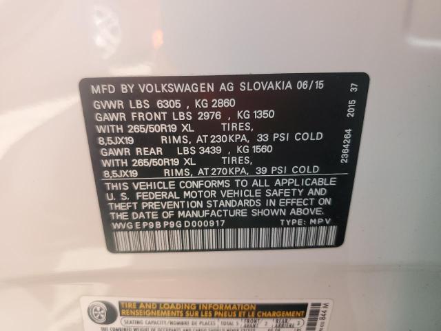 2016 VOLKSWAGEN TOUAREG TD WVGEP9BP9GD000917