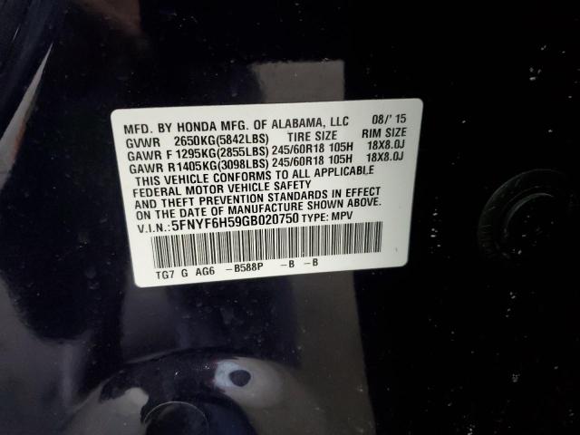 2016 HONDA PILOT EXL 5FNYF6H59GB020750