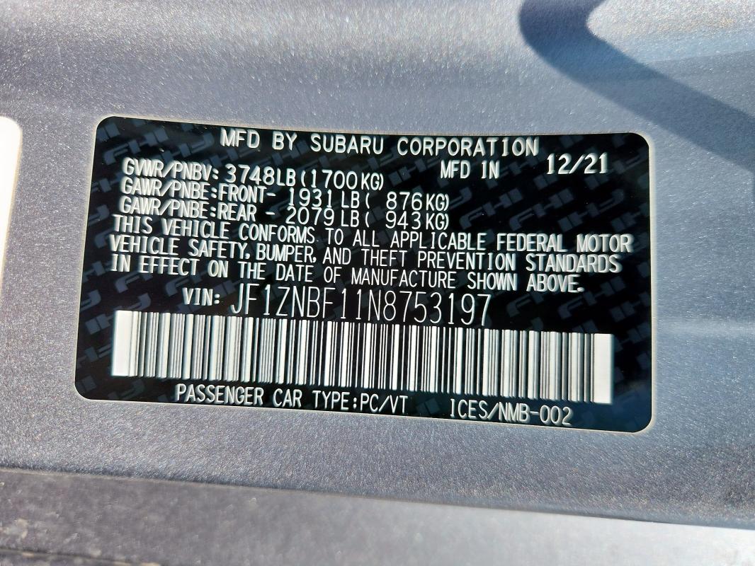 2022 TOYOTA GR 86 PREMIUM JF1ZNBF11N8753197