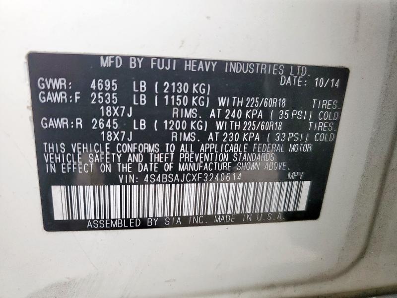 2015 SUBARU OUTBACK 2. - 4S4BSAJCXF3240614