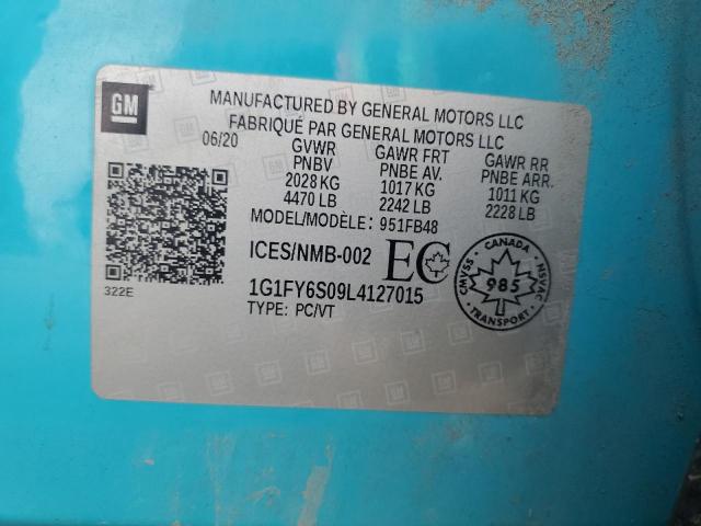 2020 CHEVROLET BOLT EV LT 1G1FY6S09L4127015