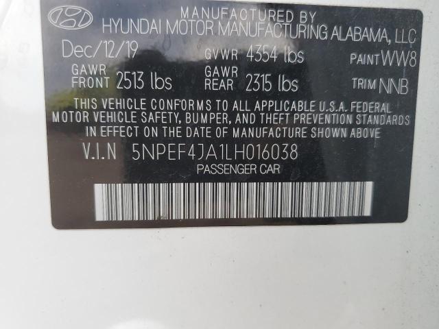 2020 HYUNDAI SONATA SEL 5NPEF4JA1LH016038