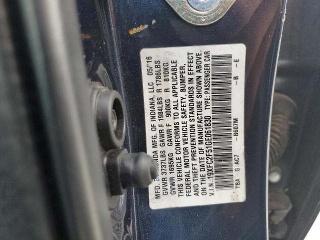 2016 HONDA CIVIC LX - 19XFC2F51GE061830