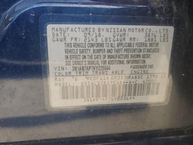 2019 NISSAN SENTRA S - 3N1AB7AP7KY225644