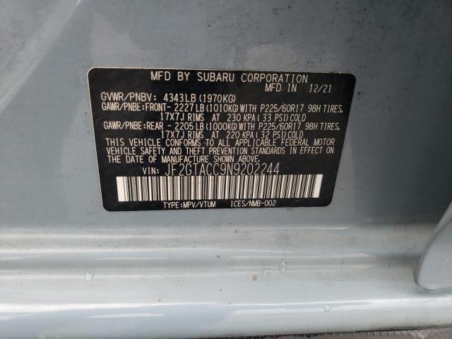 2022 SUBARU CROSSTREK JF2GTACC9N9202244