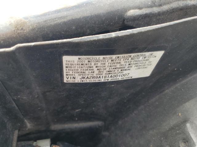 2001 KAWASAKI MOTORCYCLE JKAZR9A181A001007