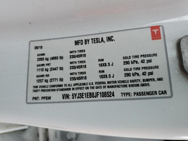 2018 TESLA MODEL 3 - 5YJ3E1EB0JF108524