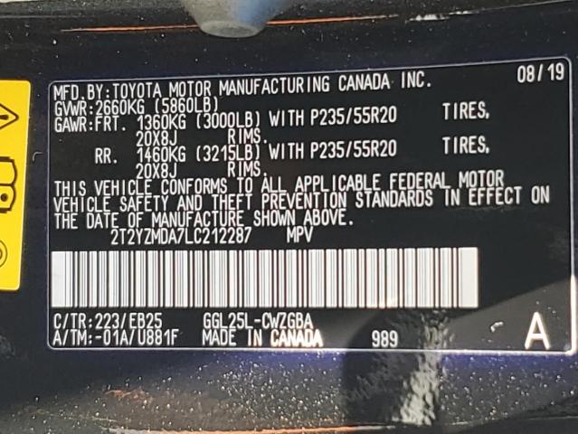 2020 LEXUS RX 350 F S 2T2YZMDA7LC212287