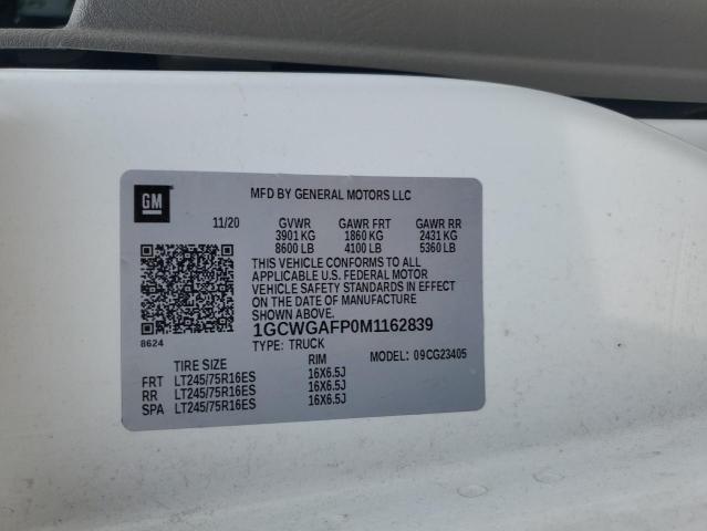 2021 CHEVROLET EXPRESS G2 1GCWGAFP0M1162839