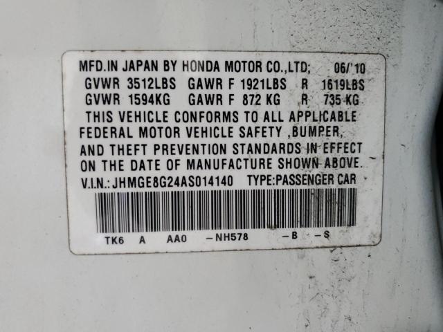 2010 HONDA FIT - JHMGE8G24AS014140