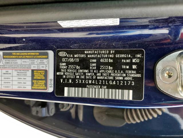 2020 KIA OPTIMA SX 5XXGW4L21LG412173