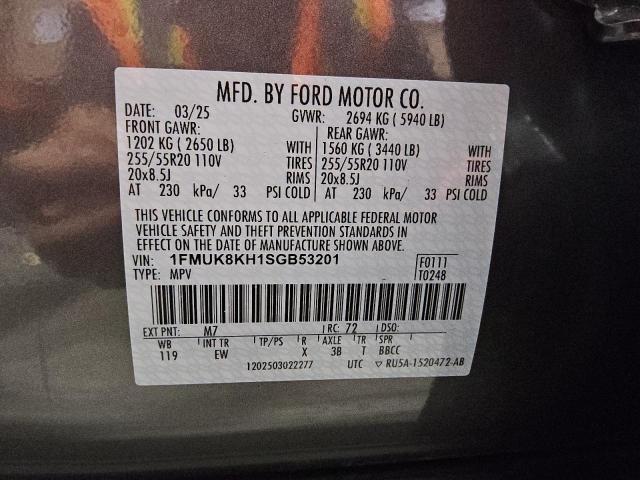 2025 FORD EXPLORER S 1FMUK8KH1SGB53201