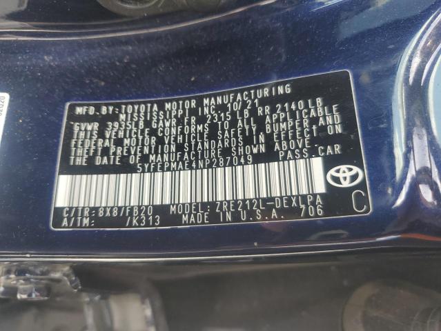 2022 TOYOTA COROLLA LE - 5YFEPMAE4NP287049