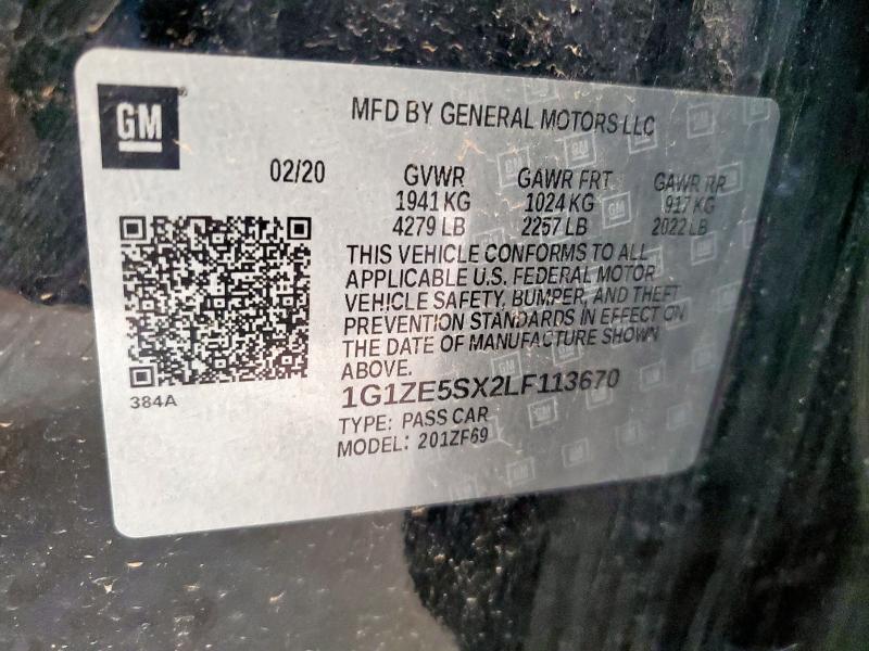 2020 CHEVROLET MALIBU PRE 1G1ZE5SX2LF113670