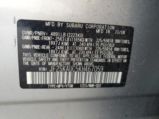 2019 SUBARU FORESTER L JF2SKAUC5KH467059