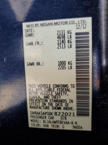 2013 NISSAN MAXIMA S - 1N4AA5AP1DC822021