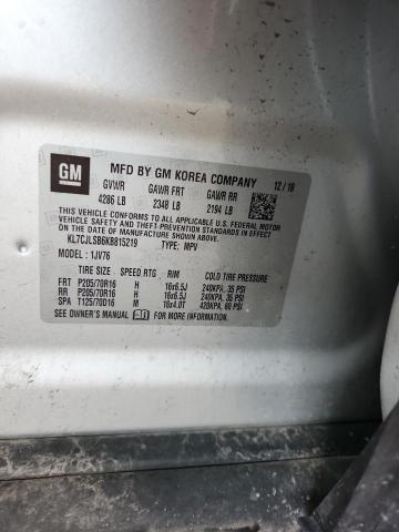 2019 CHEVROLET TRAX 1LT KL7CJLSB6KB815219