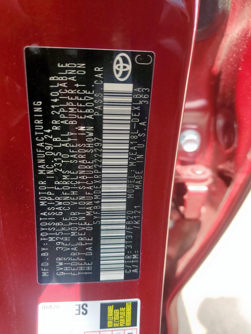 2024 TOYOTA COROLLA LE 5YFB4MDEXRP222297
