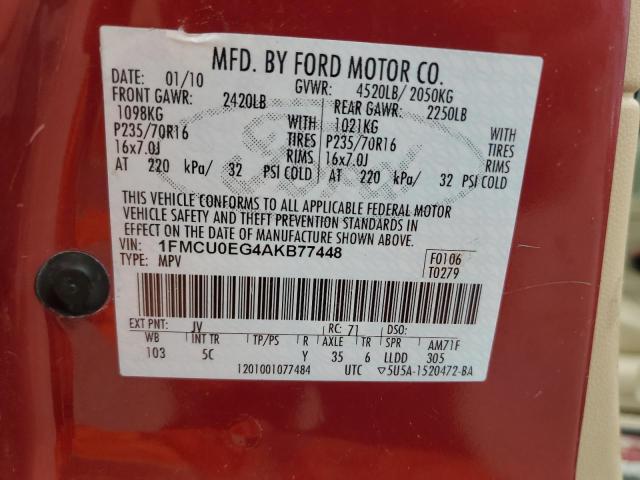 2010 FORD ESCAPE LIMITED - 1FMCU0EG4AKB77448