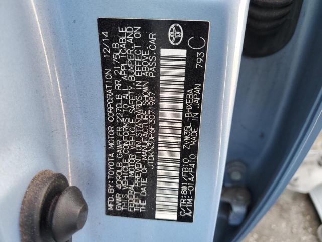 2015 TOYOTA PRIUS PLUG JTDKN3DP6F3071987