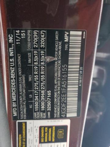 2015 MERCEDES-BENZ GL 350 BLU 4JGDF2EE1FA516155