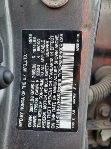 2019 HONDA CIVIC EX SHHFK7H64KU202610