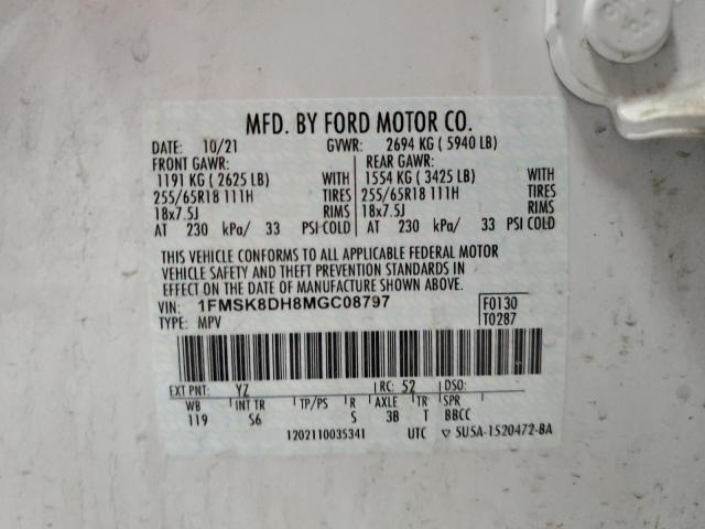 2021 FORD EXPLORER XLT 1FMSK8DH8MGC08797
