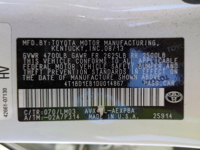 2013 TOYOTA AVALON HYB - 4T1BD1EB1DU014867