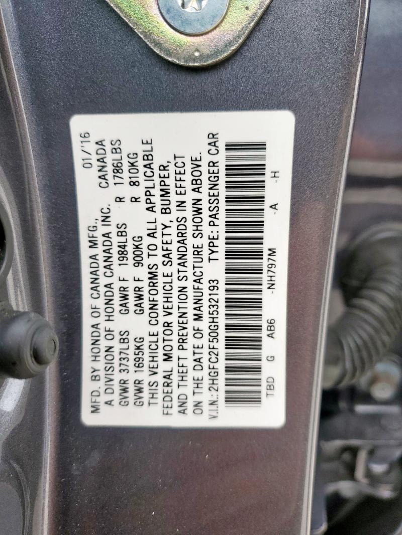 2016 HONDA CIVIC LX - 2HGFC2F50GH532193