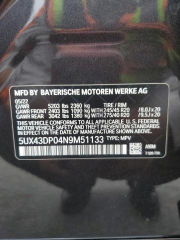 2022 BMW X3 SDRIVE3 5UX43DP04N9M51133