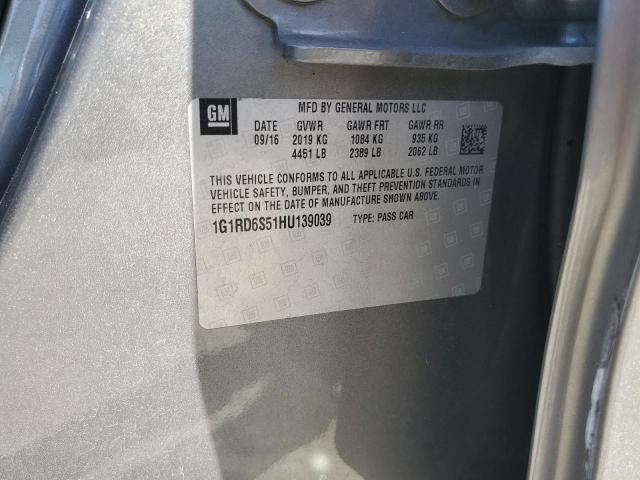 2017 CHEVROLET VOLT PREMIER 1G1RD6S51HU139039