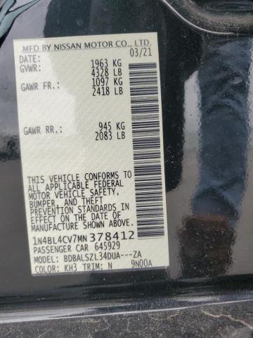 2021 NISSAN ALTIMA SR 1N4BL4CV7MN378412
